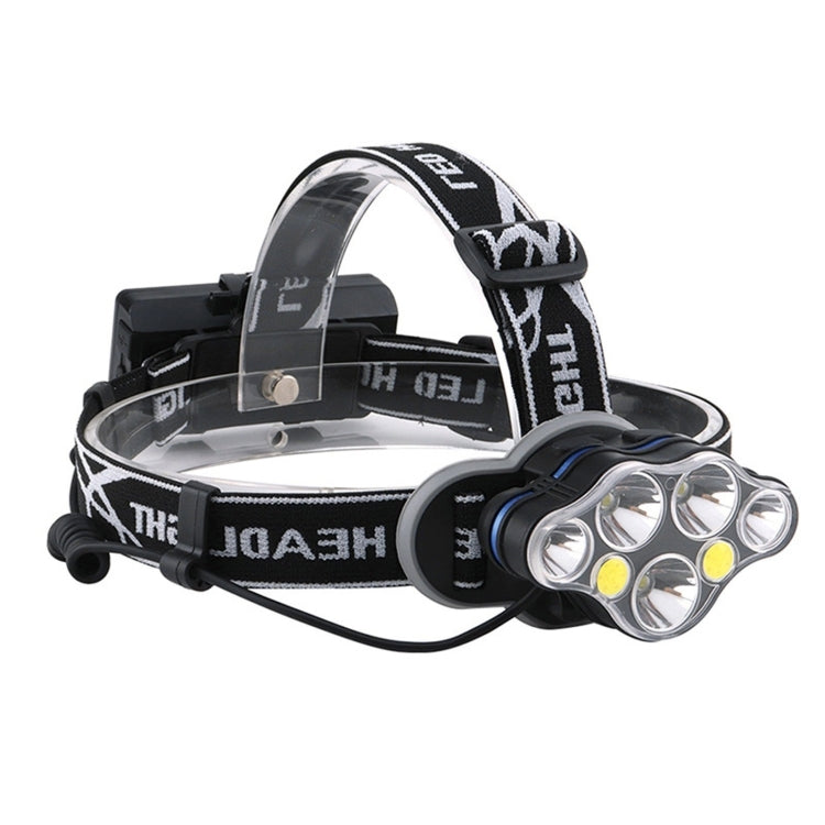 YWXLight 7 LEDs 7000K High-power Strong Light USB Rechargeable Outdoor Fishing Waterproof Headlight