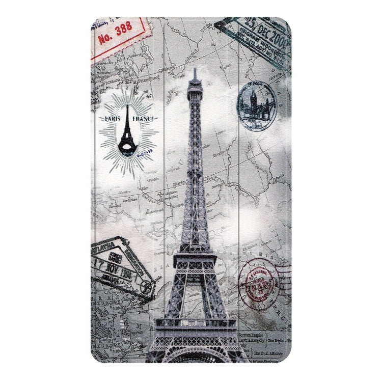 Horizontal Flip Vintage Tower Pattern Colored Painted PU Leather Case For Lenovo E7 / TB-7104F, With Three-folding Holder