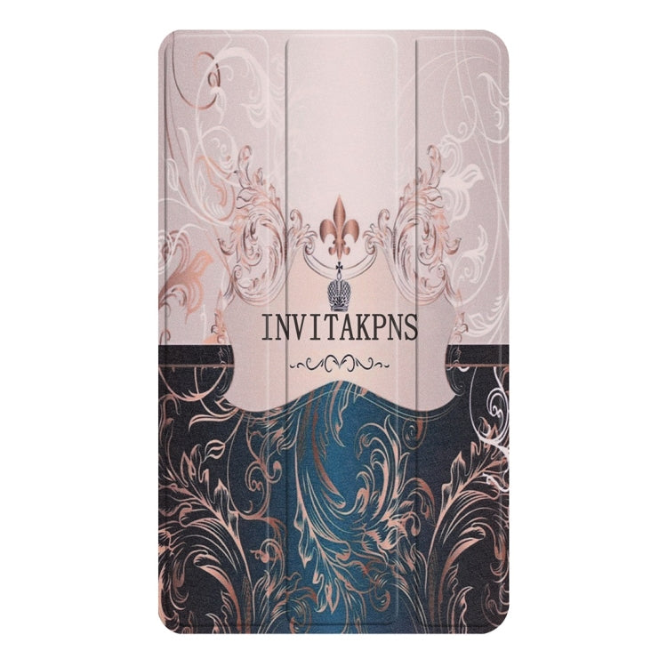 Horizontal Flip French Flower Texture Pattern Colored Painted PU Leather Case For Lenovo E7 / TB-7104F, With Three-folding Holder