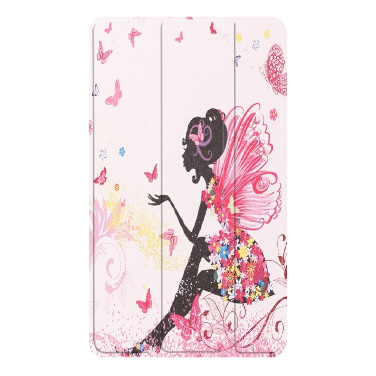 Horizontal Flip Elf Girl Pattern Colored Painted PU Leather Case For Lenovo E7 / TB-7104F, With Three-folding Holder