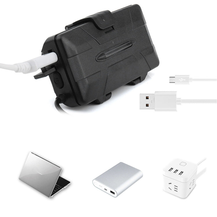 YWXLight 5LEDs USB Charging Strong Headlight T6 Aluminum Alloy Fishing Lamp(Headlight+USB Cable+2xBattery)