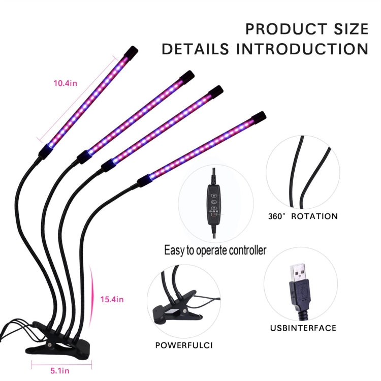 YWXLight LED Clip Plant Light USB Dimming Timing Full-spectrum Nursery Supplement Plant Growth Light