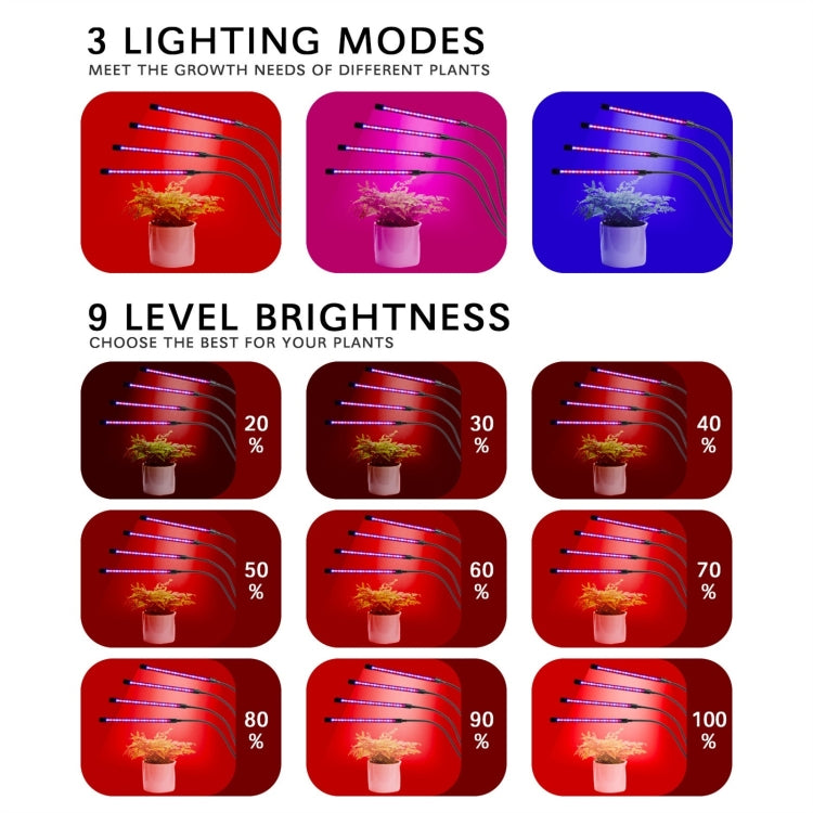 YWXLight LED Clip Plant Light USB Dimming Timing Full-spectrum Nursery Supplement Plant Growth Light