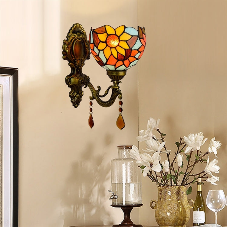 YWXLight 6 inch Retro Pastoral Crystal Bedside Bar Aisle Bathroom Mirror Wall Lamp