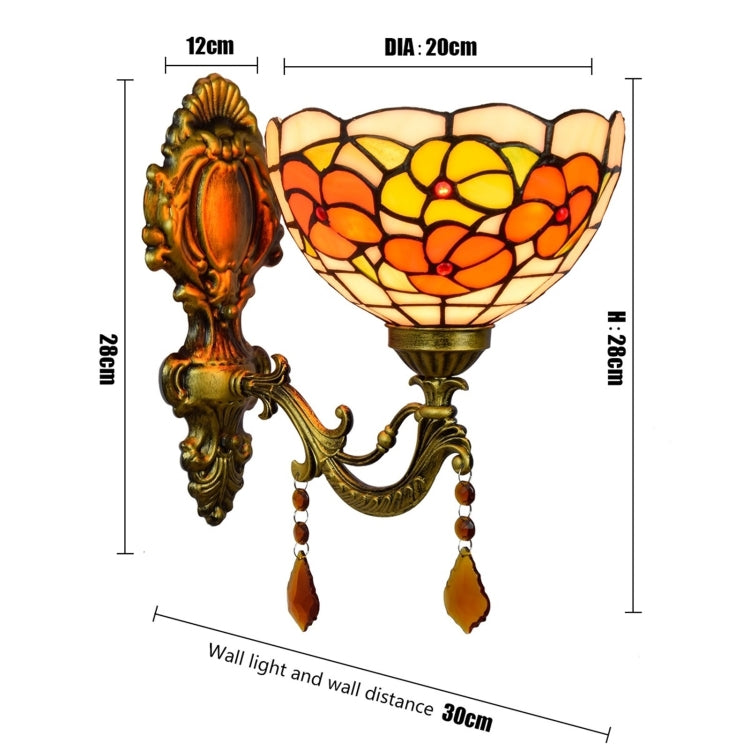 YWXLight 8 inch Pastoral Crystal Bedside Rich Flower Single Head Bar Mirror Wall Lamp