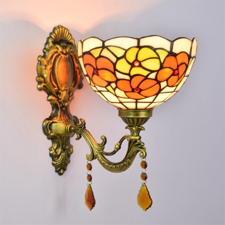 YWXLight 8 inch Pastoral Crystal Bedside Rich Flower Single Head Bar Mirror Wall Lamp