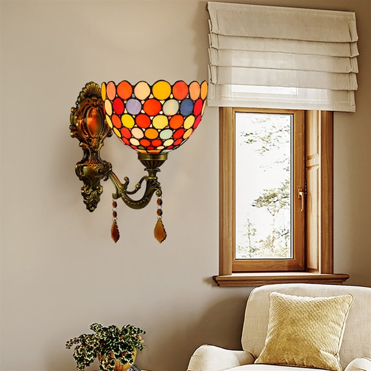 YWXLight 8 inch Stained Glass Garden Bedside Aisle Balcony Wall Lamp