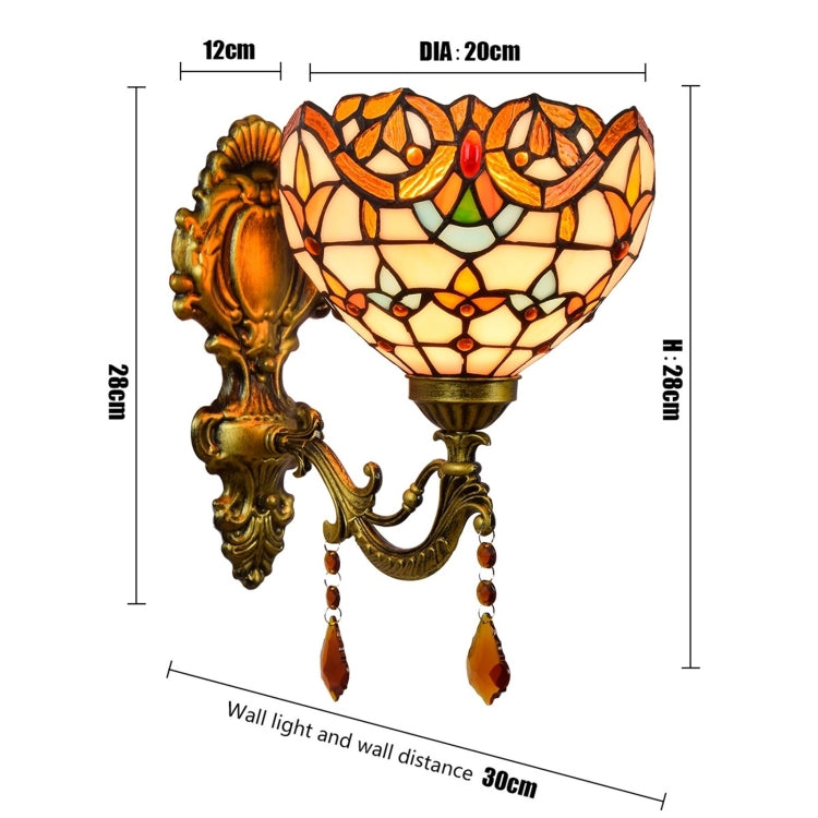 YWXLight 8 inch Creative Pastoral Crystal Bedside Bar Hotel Aisle Wall Lamp
