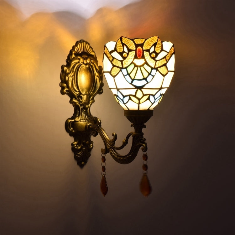 YWXLight 6 inch Pastoral Crystal Bedside Aisle Wall Lamp Bathroom Mirror Lamp