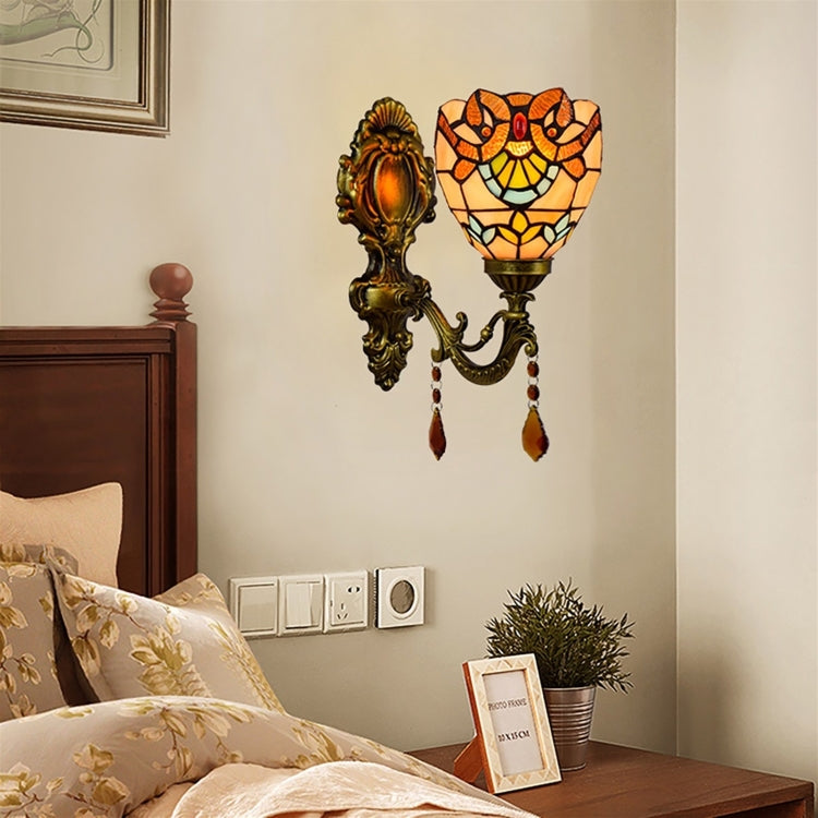 YWXLight 6 inch Pastoral Crystal Bedside Aisle Wall Lamp Bathroom Mirror Lamp