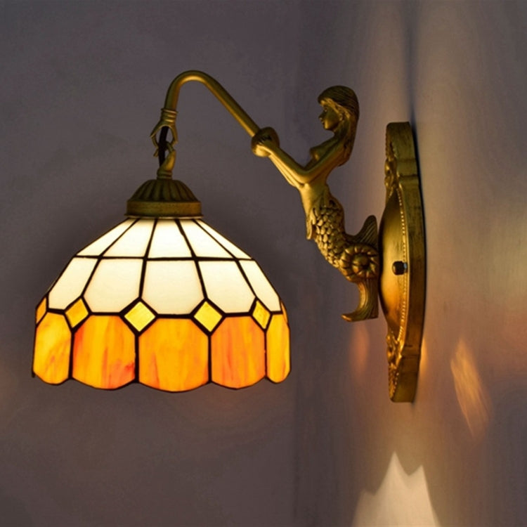 YWXLight 8 inch Stained Glass Living Room Dining Room Bedroom Bar Clubhouse Aisle Wall Lamp