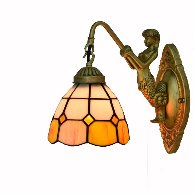 YWXLight 6 inch Stained Glass Living Room Dining Room Bedroom Bar Clubhouse Aisle Wall Lamp