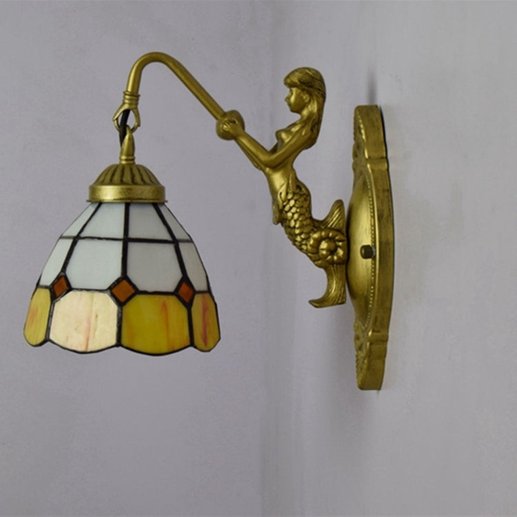 YWXLight 6 inch Stained Glass Living Room Dining Room Bedroom Bar Clubhouse Aisle Wall Lamp