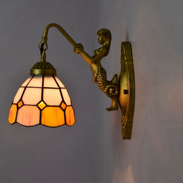 YWXLight 6 inch Stained Glass Living Room Dining Room Bedroom Bar Clubhouse Aisle Wall Lamp