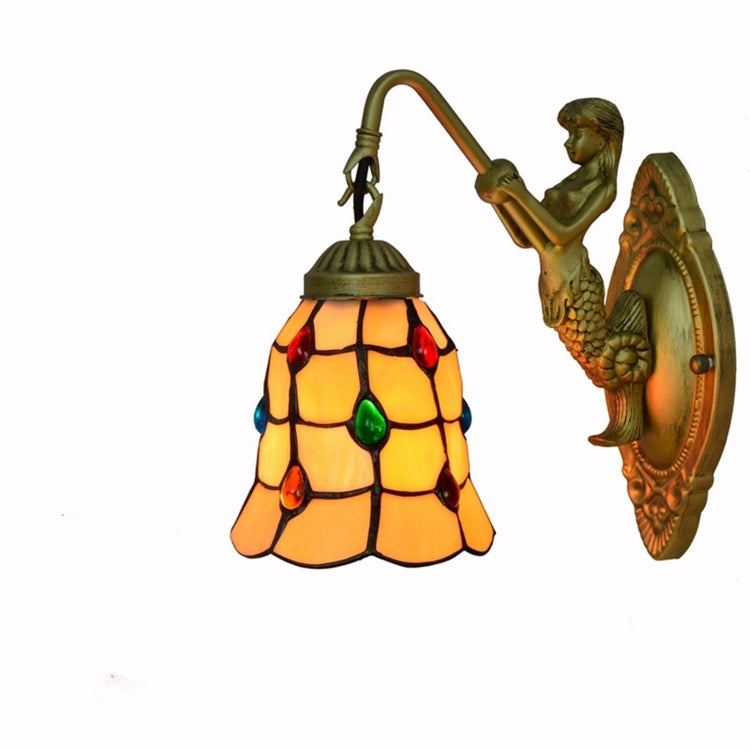 YWXLight 6 inch Vintage Stained Glass Art LED Wall Light