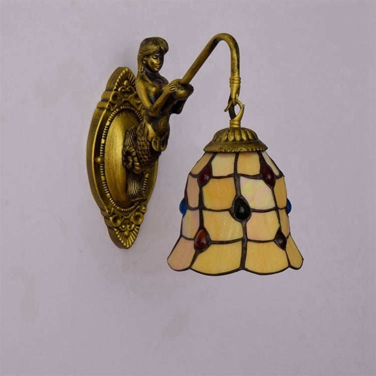 YWXLight 6 inch Vintage Stained Glass Art LED Wall Light