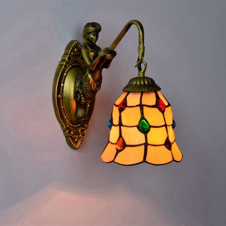 YWXLight 6 inch Vintage Stained Glass Art LED Wall Light