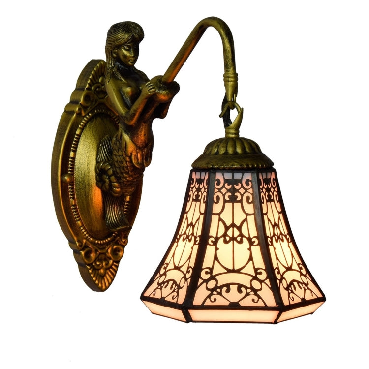 YWXLight 6 Inch Retro Stained Glass LED Wall Lamp
