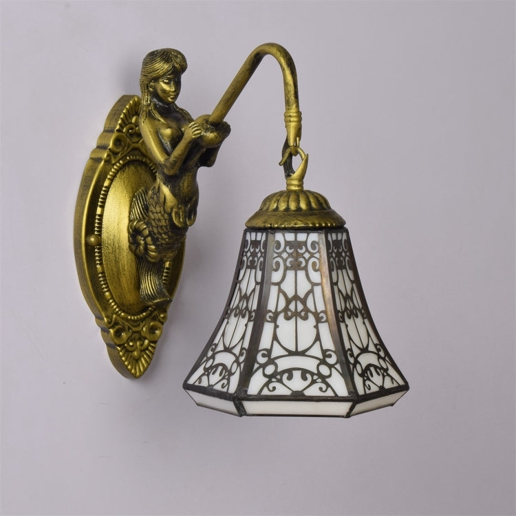 YWXLight 6 Inch Retro Stained Glass LED Wall Lamp