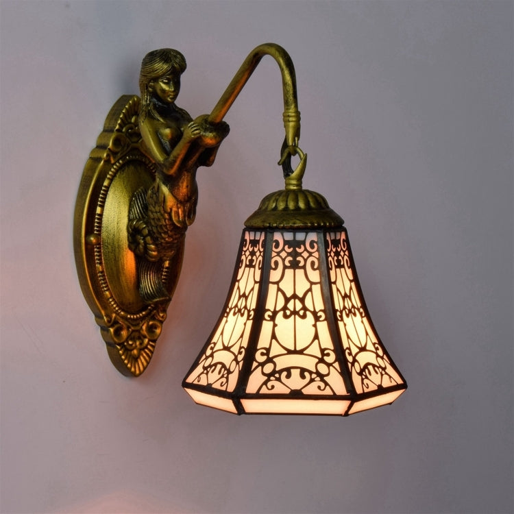 YWXLight 6 Inch Retro Stained Glass LED Wall Lamp