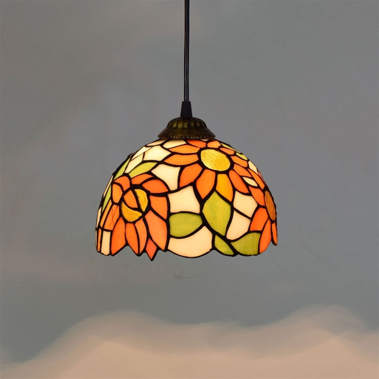 YWXLight 8 inch Sunflower Stained Glass Pendant Light