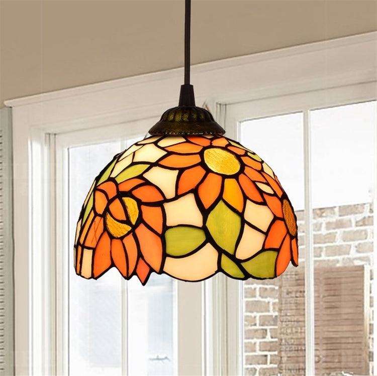 YWXLight 8 inch Sunflower Stained Glass Pendant Light
