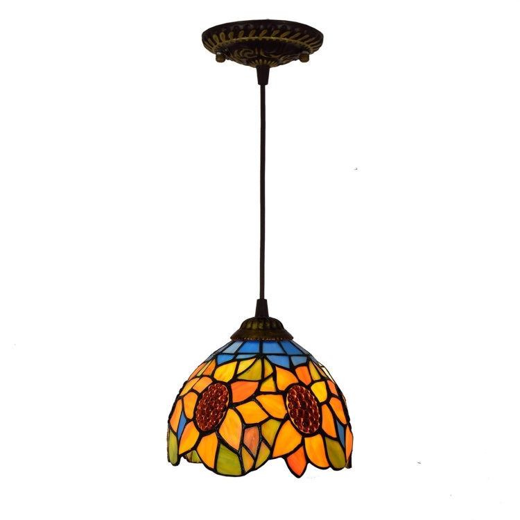 YWXLight 8 inch Sunflower Creative Stained Glass Chandelier