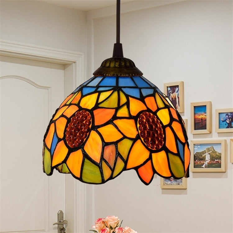 YWXLight 8 inch Sunflower Creative Stained Glass Chandelier