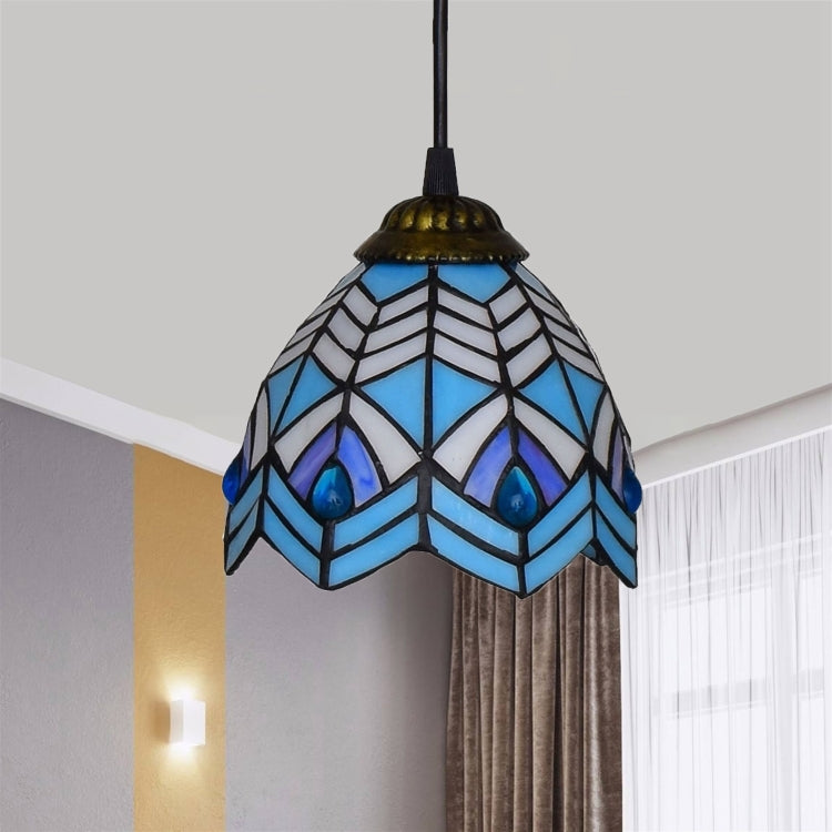YWXLight 6 inch Blue Phoenix Beads Glass Pendant Light Ceiling Hanging Lamp