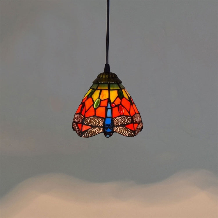 YWXLight 6 inch Dining Room Kitchen Bedroom Dragonfly Stained Glass Chandelier Lamps