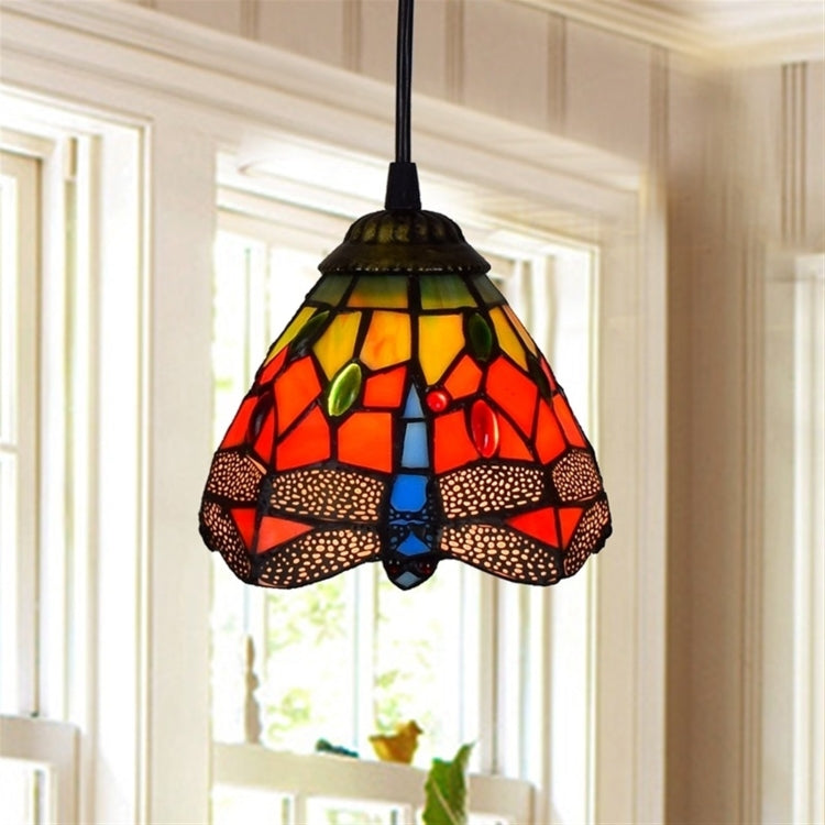 YWXLight 6 inch Dining Room Kitchen Bedroom Dragonfly Stained Glass Chandelier Lamps