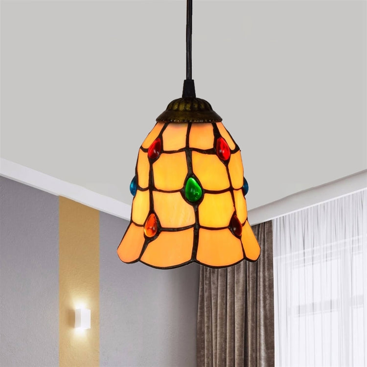 YWXLight 6 Inch Phoenix Tail Beads Glass Pendant Light Ceiling Hanging Lamp