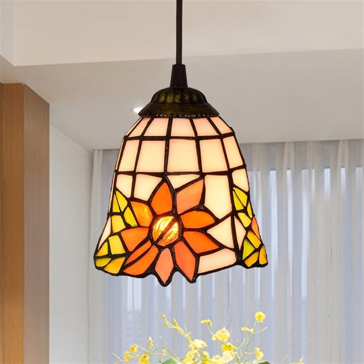 YWXLight 6 inch Sunflower Glass Chandelier Dining Room Kitchen Bedroom Hanging Light