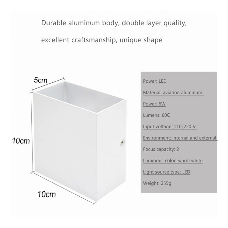 YWXLight 6W Modern Minimalist Cube LED Wall Lamp