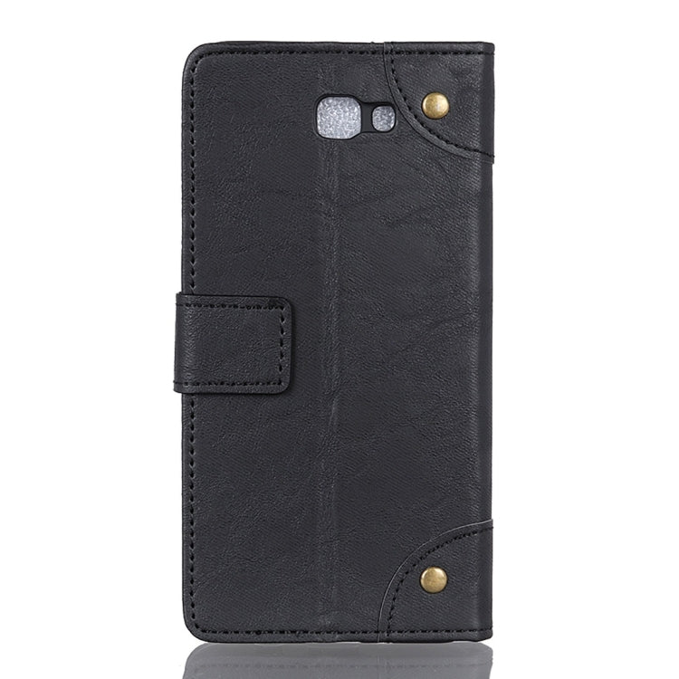 Copper Buckle  Side-corner Fixed Retro Texture Horizontal Flip Leather Case For Galaxy J4 CORE, With Holder & Three Cards