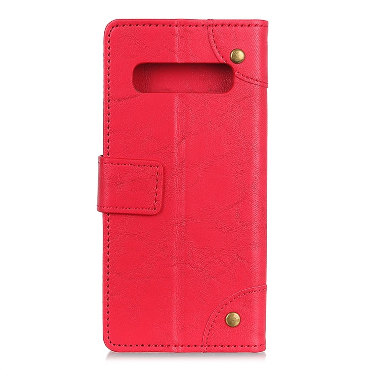 Copper Buckle Side-corner Fixed Retro Texture Horizontal Flip Leather Case For Galaxy S10 Plus, With Holder & Three Cards