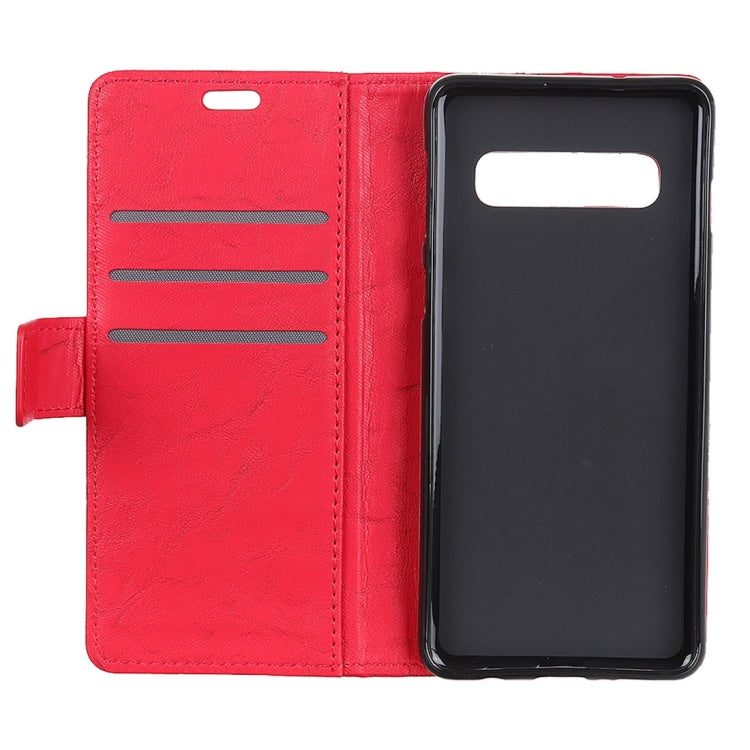Copper Buckle Side-corner Fixed Retro Texture Horizontal Flip Leather Case For Galaxy S10 Plus, With Holder & Three Cards