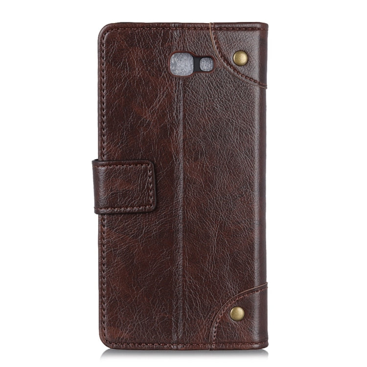 Copper Buckle Nappa Texture Horizontal Flip Leather Case With Holder & Double-sided Buckle & Three Cards For Galaxy J4 CORE