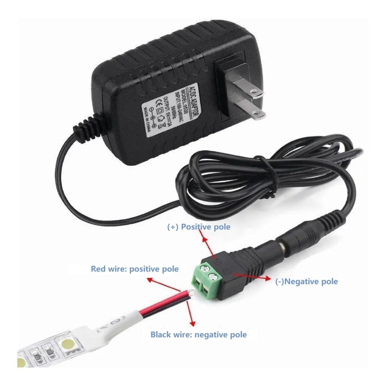 YWXLight 12V/2A LED Strip Light Power Adapter Multi-function Universal Charger, US Plug