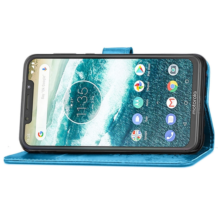 For Motorola One Power (P30 Note) G7 Pressed Flowers Horizontal Flip Leather Case With Magnetic Buckle & Holder & Card Slots & Wallet