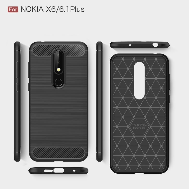 Carbon Fiber Texture TPU Shockproof Case For Nokia 6.1Plus / X6