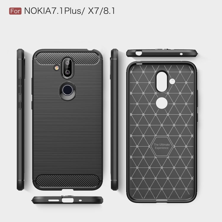 Carbon Fiber Texture TPU Shockproof Case For Nokia 7.1Plus / X7 / 8.1