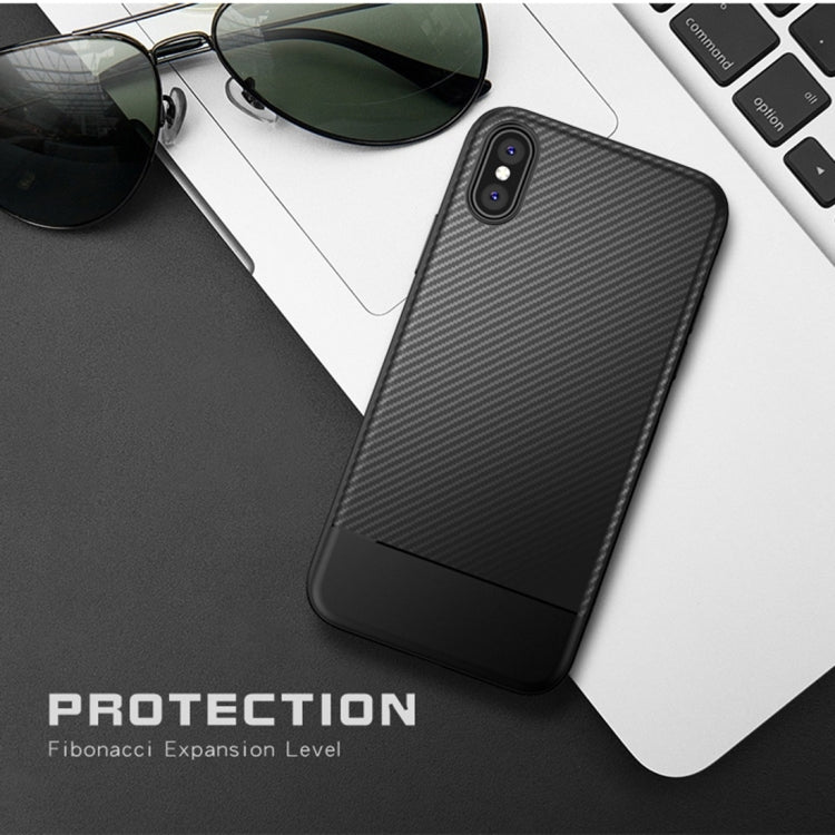 For iPhone XR Lewei Carbon Fiber Texture TPU Case