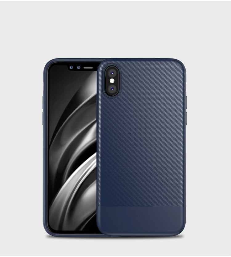 For iPhone XS Max Lewei Carbon Fiber Texture TPU Case
