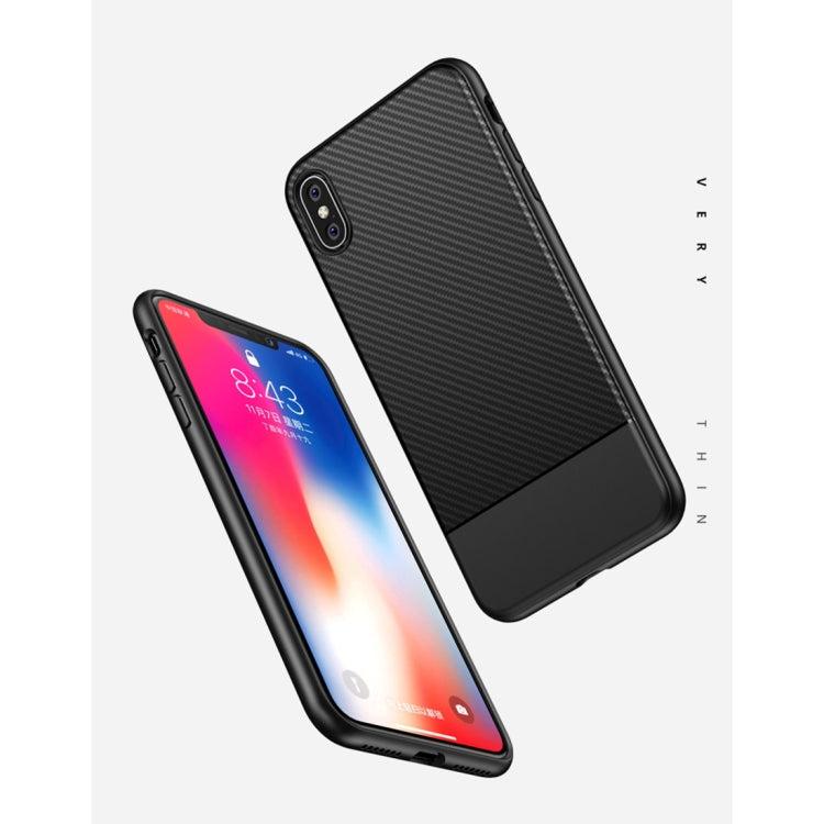 For iPhone XS Max Lewei Carbon Fiber Texture TPU Case