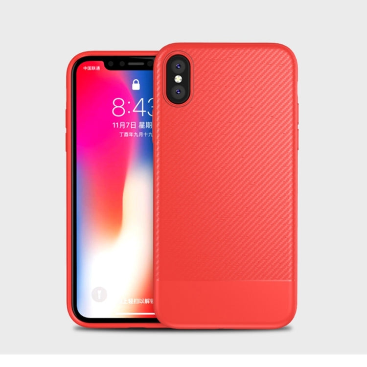 For iPhone XS Max Lewei Carbon Fiber Texture TPU Case