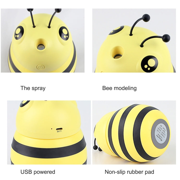 Bee Shape Silicone Portable Mute Desktop Air Humidifier with Night Light, Capacity: 300ml, DC 5V