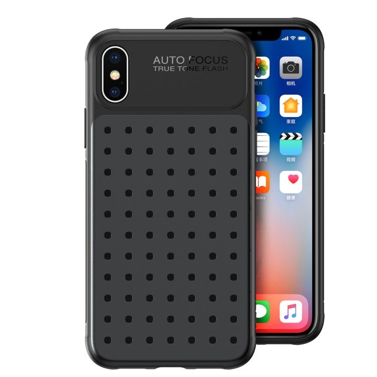 For iPhone X / XS Mesh Breathable PC + TPU Shockproof Protective Case with Holder