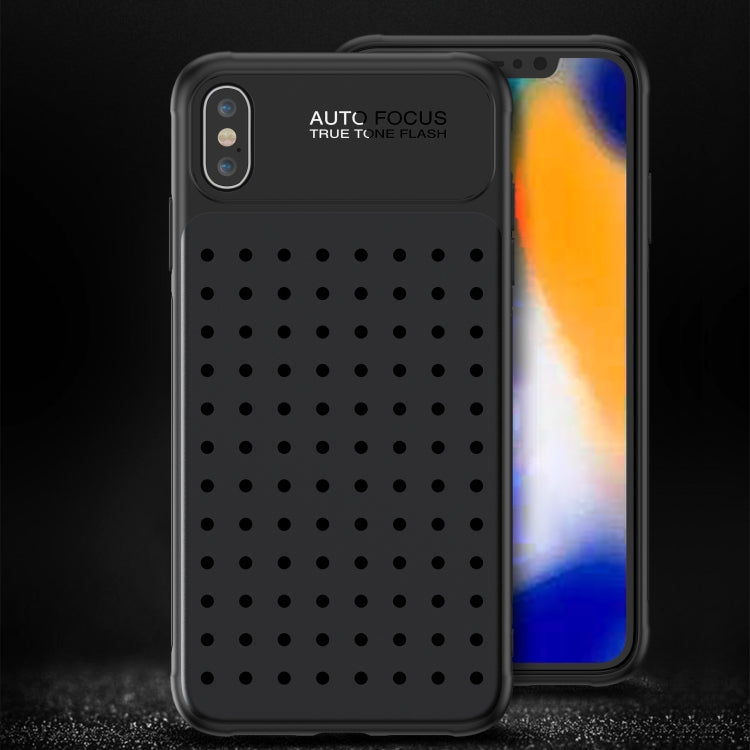 For iPhone X / XS Mesh Breathable PC + TPU Shockproof Protective Case with Holder