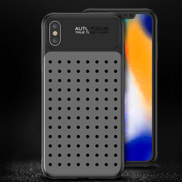 For iPhone XS Max Mesh Breathable PC + TPU Shockproof Protective Case with Holder